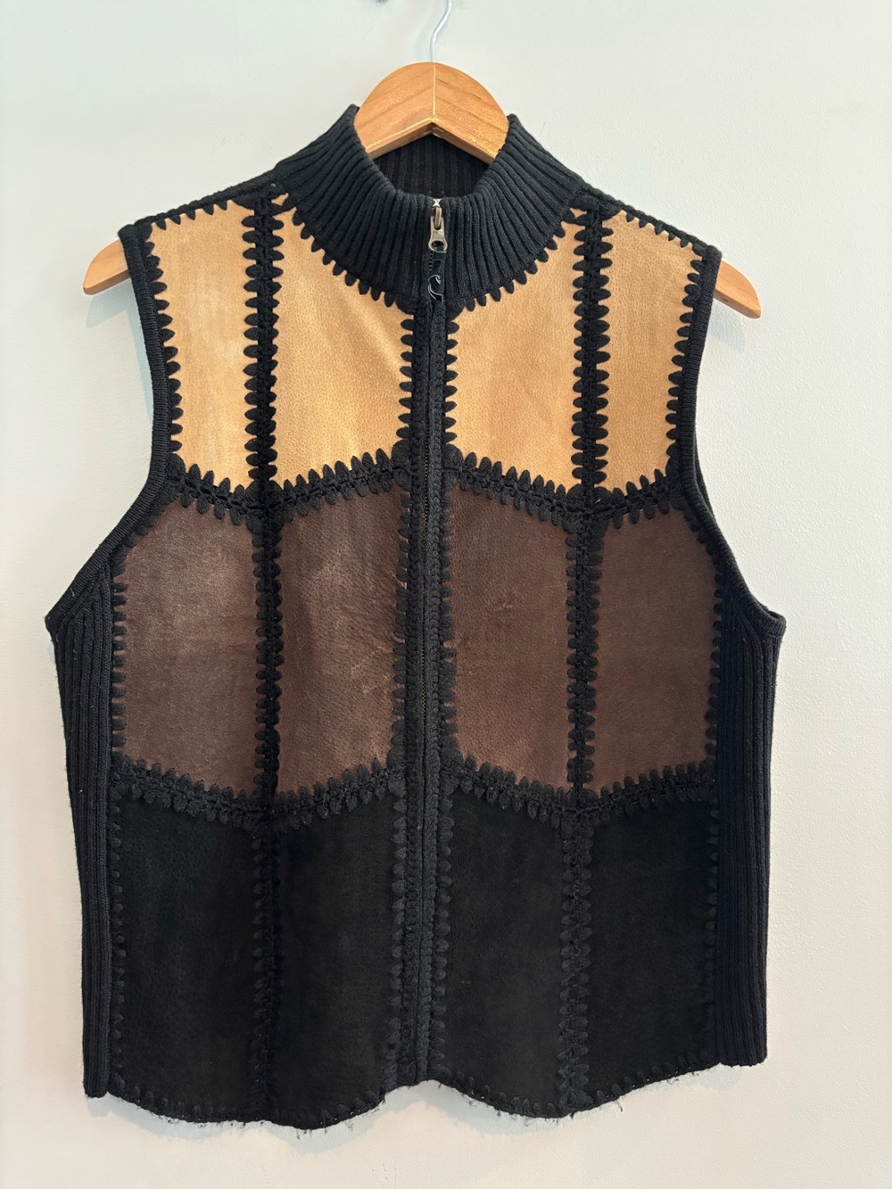 Parisian Works Women's Leather Patchwork Vest Size L